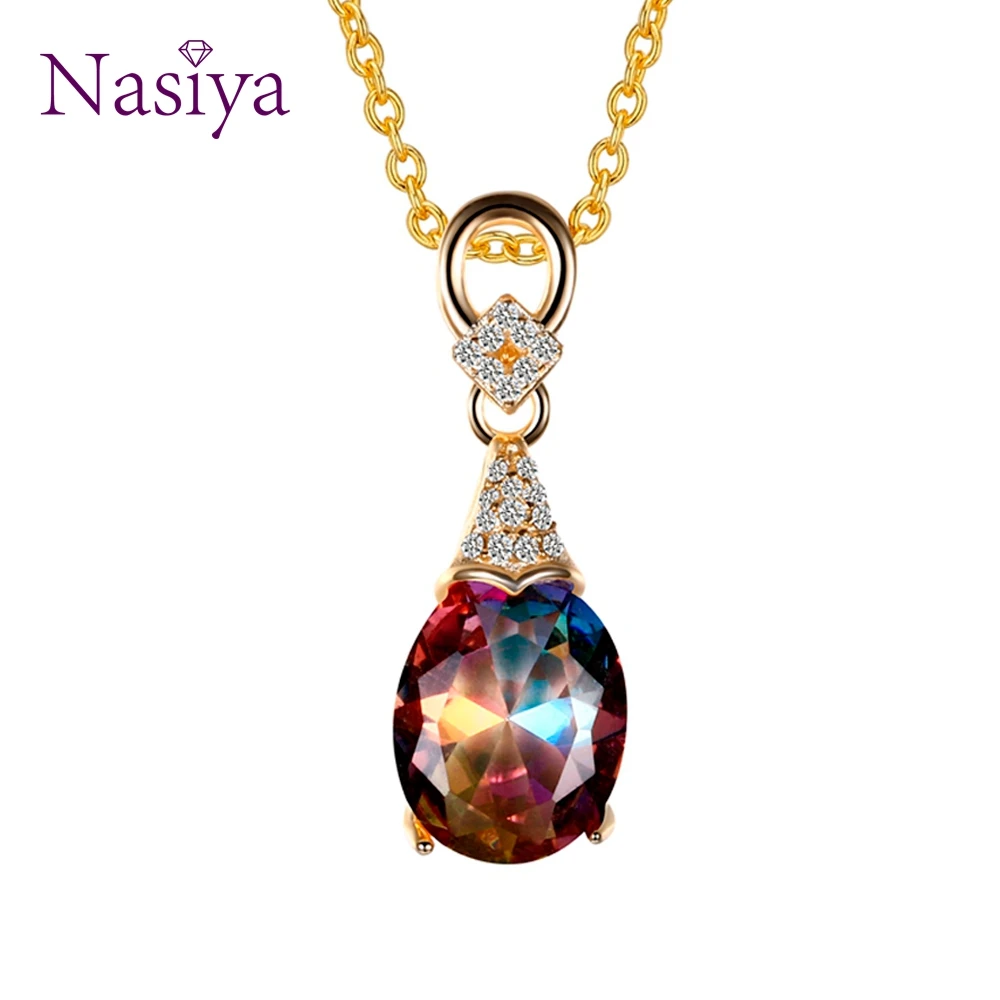 Женское ожерелье из серебра 925 пробы с топазом|Подвески| |