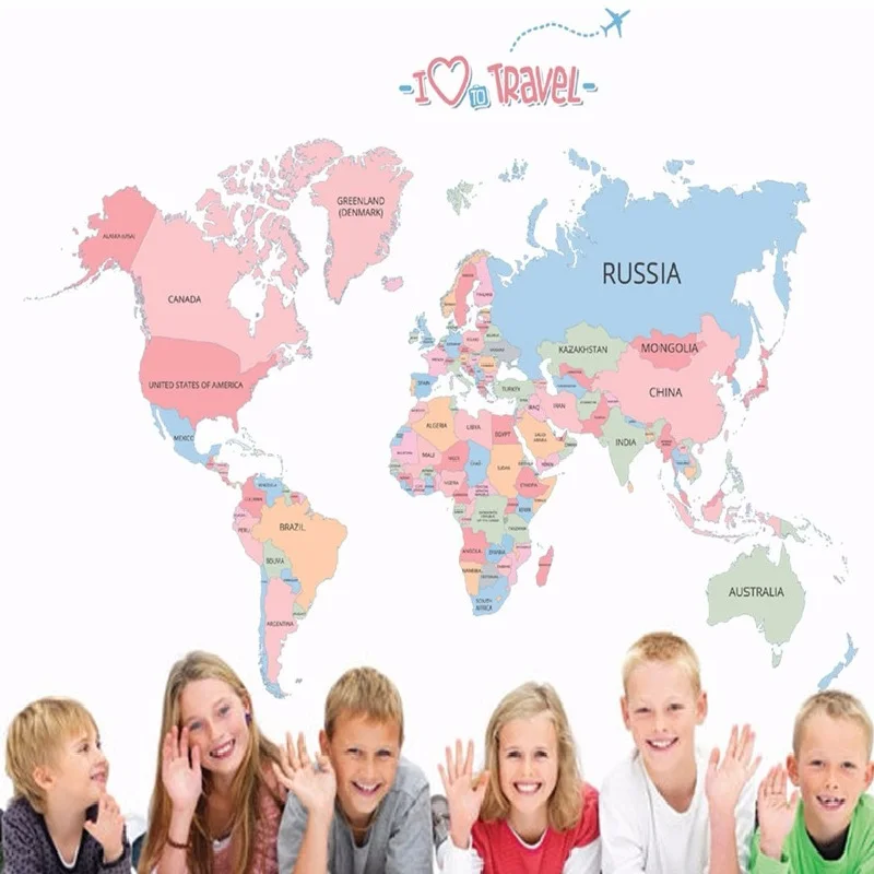 Настенные Стикеры с изображением карты мира для спальни гостиной наклейки офиса