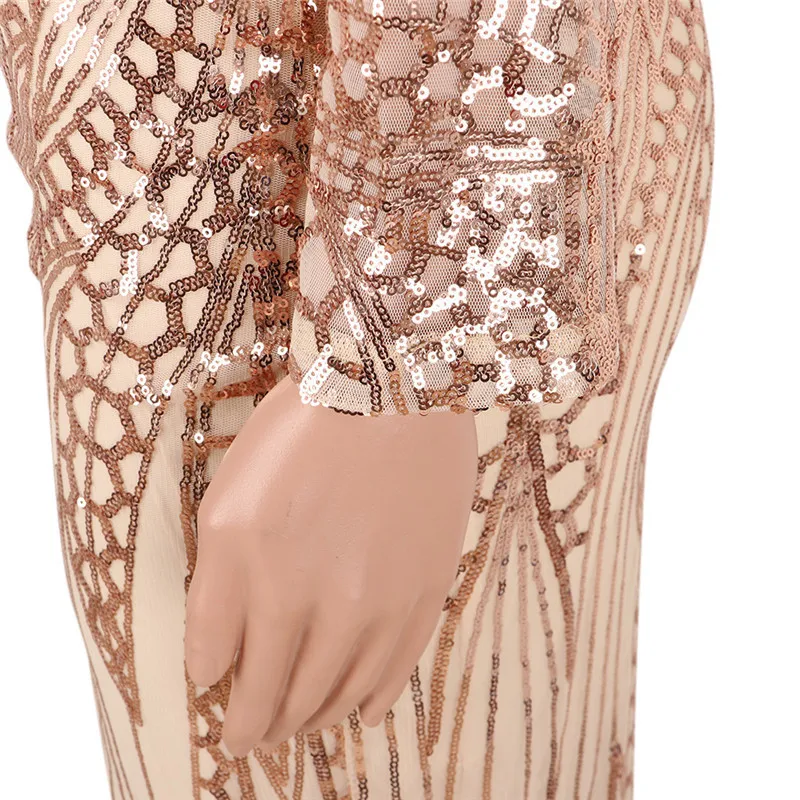 Шикарное вечернее платье с блестками и длинным рукавом 3 цвета v-образным вырезом