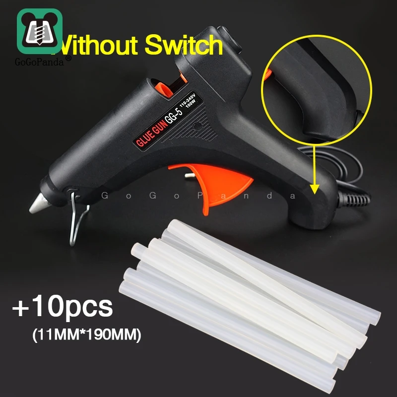 Without switch 100 вт DIY горячего расплава клея пушка черный палочки триггера художественные промыслы, инструмент для ремонта с светильник GG-5 110 V-240 V - Цвет: Without switch