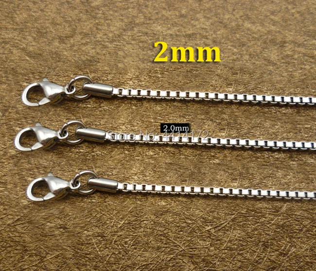 Бесплатная доставка 2 мм ожерелья из нержавеющей стали квадратная коробка цепи