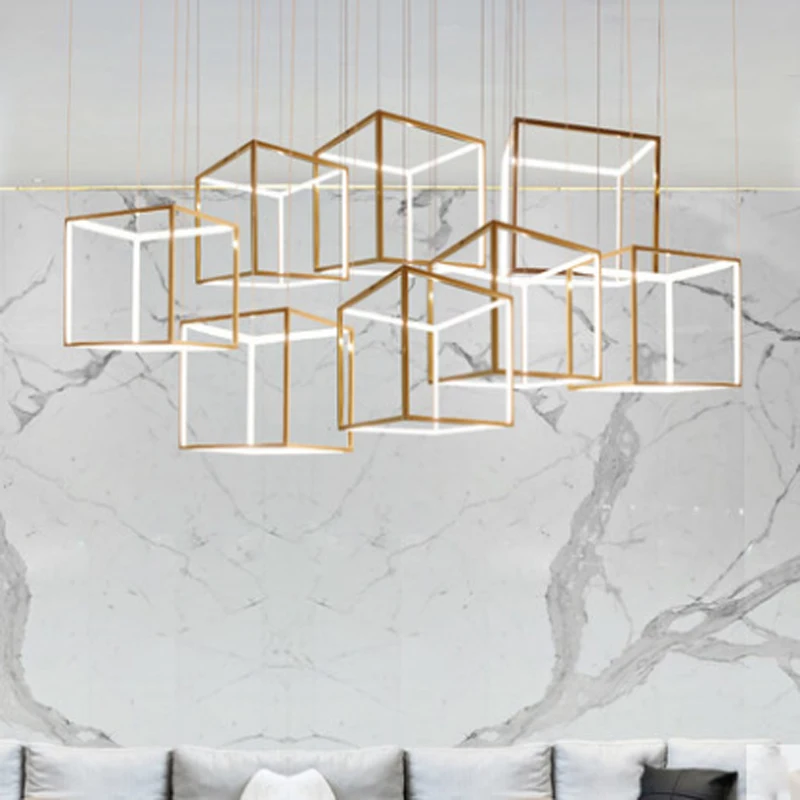 Простая золотистая ажурная Подвесная лампа в стиле постмодерн из нержавеющей