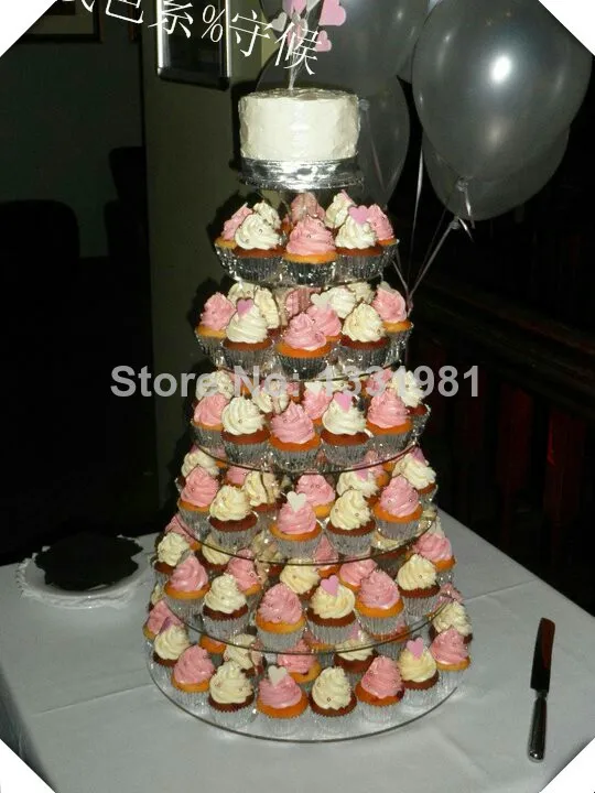 7 ярусов кристально чистая акриловая круглая чашка подставка для торта башня