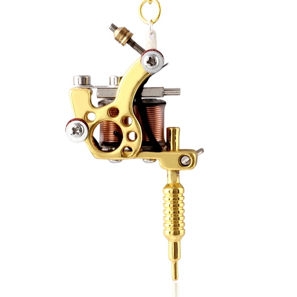 gold key chain SWANJO 1 шт. мини-тату-машина подвеска серебряная удача семь ожерелье с кулоном в форме машины Татуировка Машина подвеска брелок ожерелье в стиле панк - Окраска металла: gold key chain