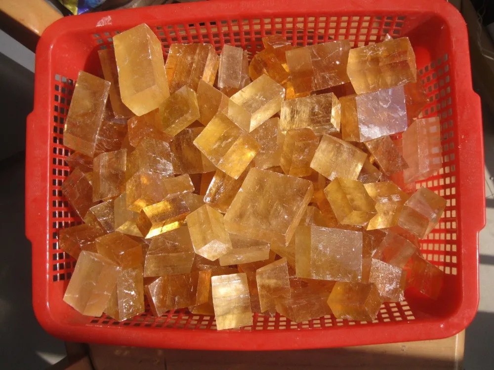

5000g Yellow Optical Calcite Crystal Iceland Spar transparent 11lb, Wholesales