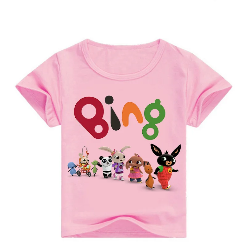 Футболка Z& Y От 2 до 16 лет Bing Bunny Детские футболки с милым кроликом летние топы для девочек, Забавные футболки, детская повседневная одежда для маленьких мальчиков, футболки - Цвет: color 8