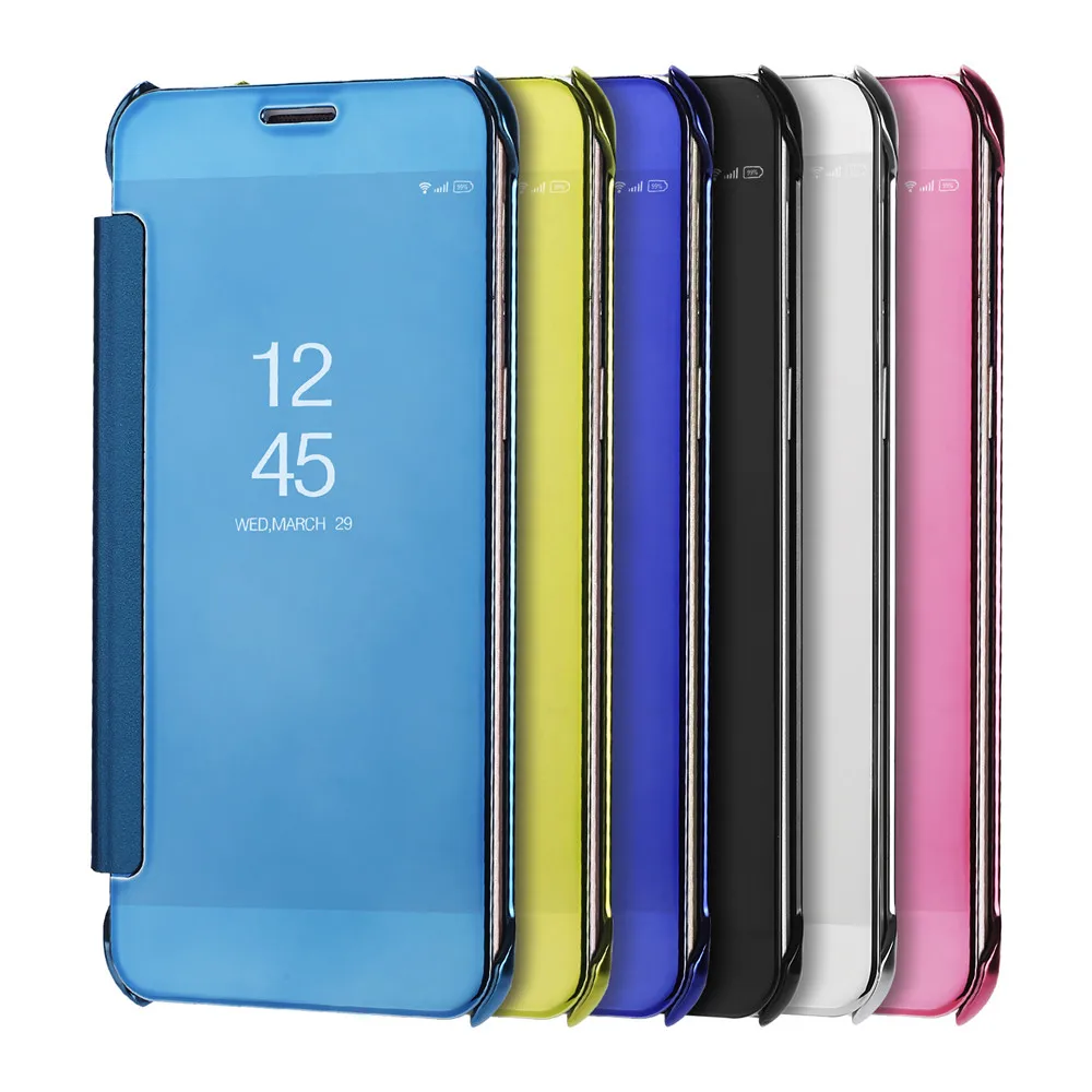 Умный прозрачный зеркальный чехол с откидной подставкой из искусственной кожи