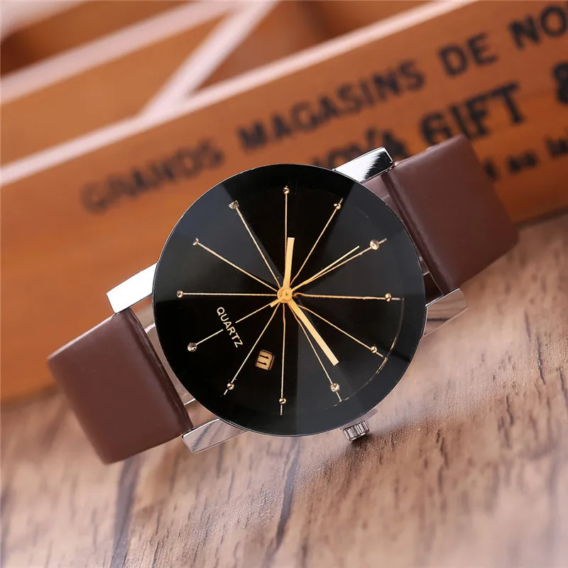 Мужские часы из нержавеющей стали черные коричневые кварцевые спортивные