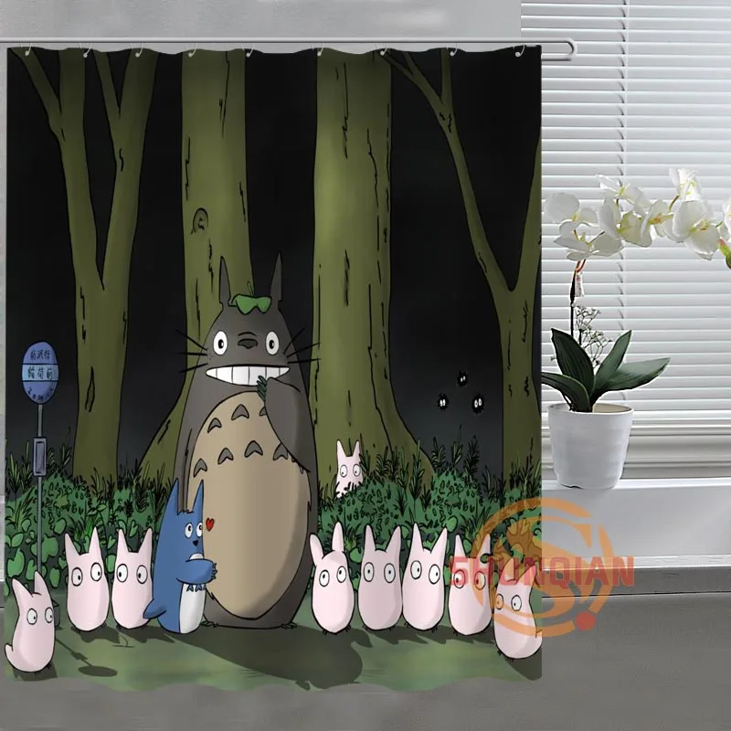 Сливовый Studio Ghibli Totoro индивидуальная занавеска для ванной комнаты, ткань для декора ванной комнаты, занавеска для ванной комнаты, приемлемая на заказ H03M26D37 - Цвет: Сливовый