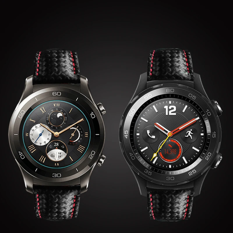 20 мм 22 мм ремешок для часов huawei Watch 2Pro кожаный ремешок из углеродного волокна для samsung gear S3 Ремешки для наручных часов Huami Amazfit 1 2