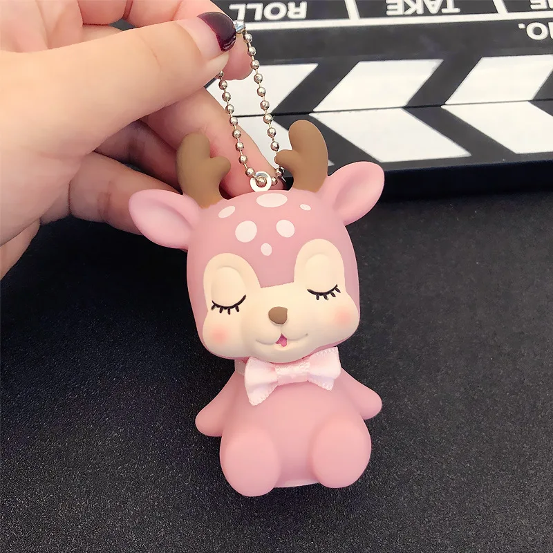 Мультфильм Лось брелок с изображением животных для цепочка ключей девушкой