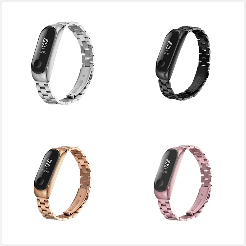 Нержавеющая сталь Ремешок сменные часы ремни для сяо mi band 3 металлические часы ремешок для умного браслета mi band 3