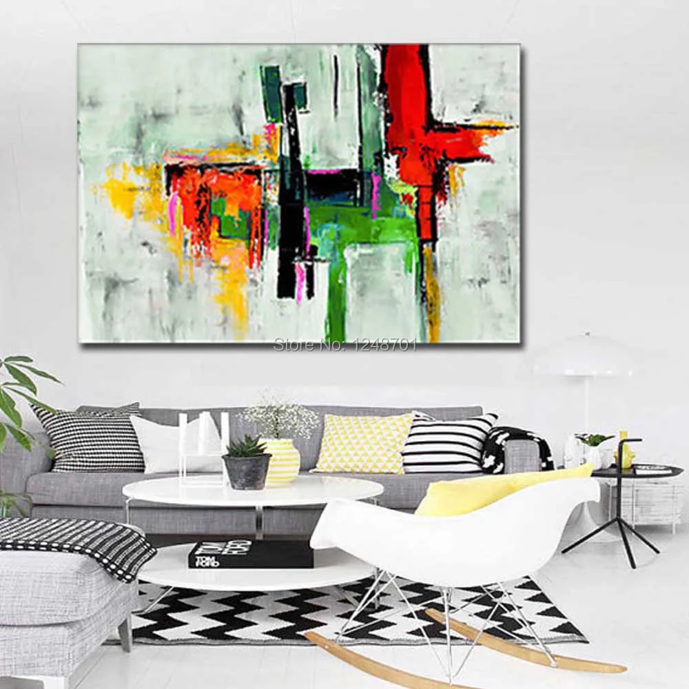100% ручная роспись абстрактный цветной дизайн Настенная картина маслом на холсте