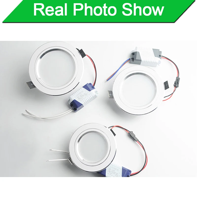 led downlight 3W 5W 9W 12W 15W 18W Silver White Ultra Thin Aluminum shell AC110V 220V Round Recessed LED Spot Lighting | Лампы и