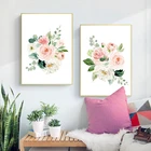 Румяна Розовый и мятный цветочный холст картина на стену акварель бледно-розовый цветочный холст художественные принты для девичьего декора комнаты