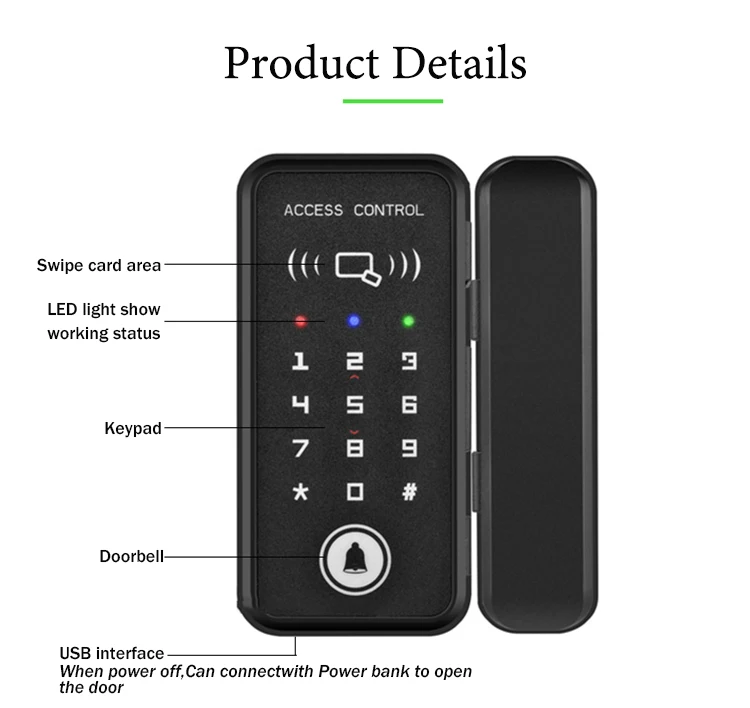 RFID замок для офисной стеклянной двери, RFID карта, цифровой замок, умный дверной замок, БЕСКЛЮЧЕВОЙ алюминиевый дверной RFID замок 2000 пользователей