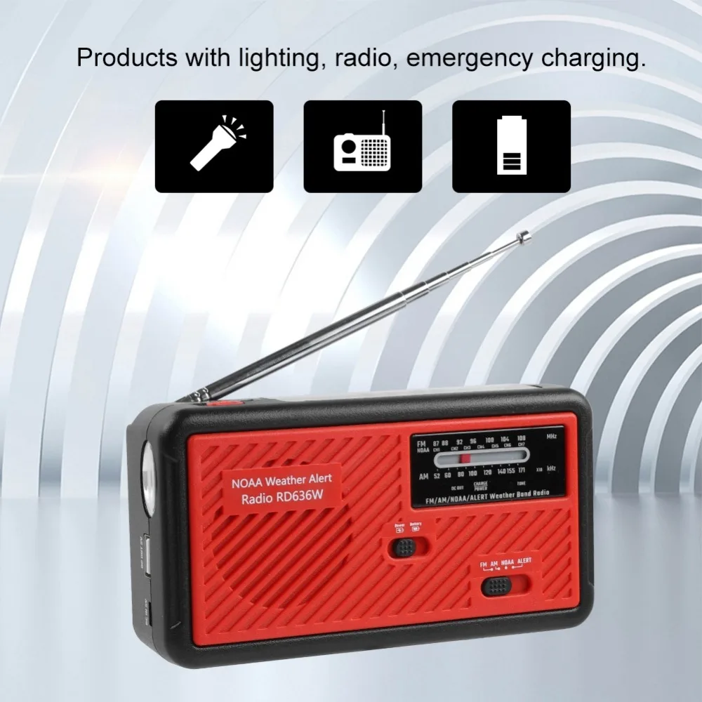 Портативный FM/AM радио мини открытый Солнечный ручной Кривошип прогноз погоды