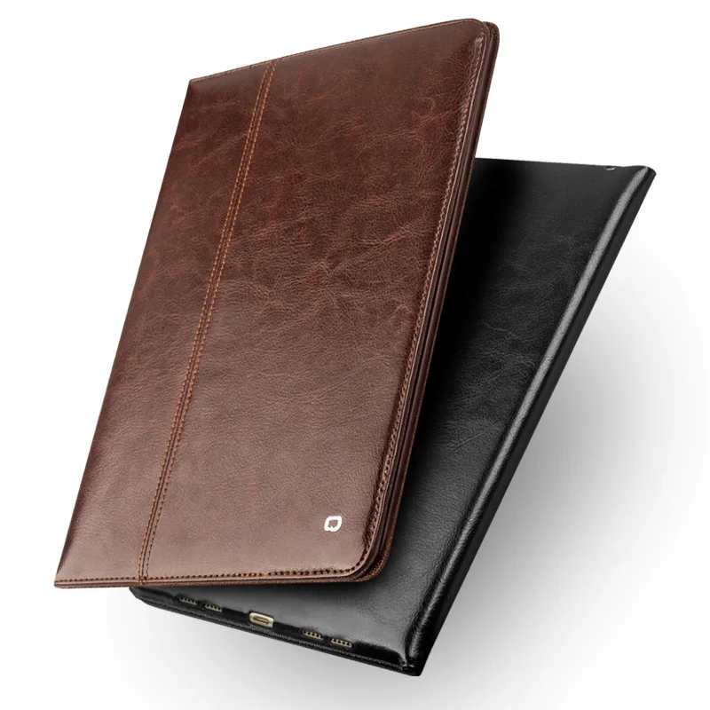 Ультратонкий чехол книжка QIALINO из натуральной кожи с модным рисунком подставкой