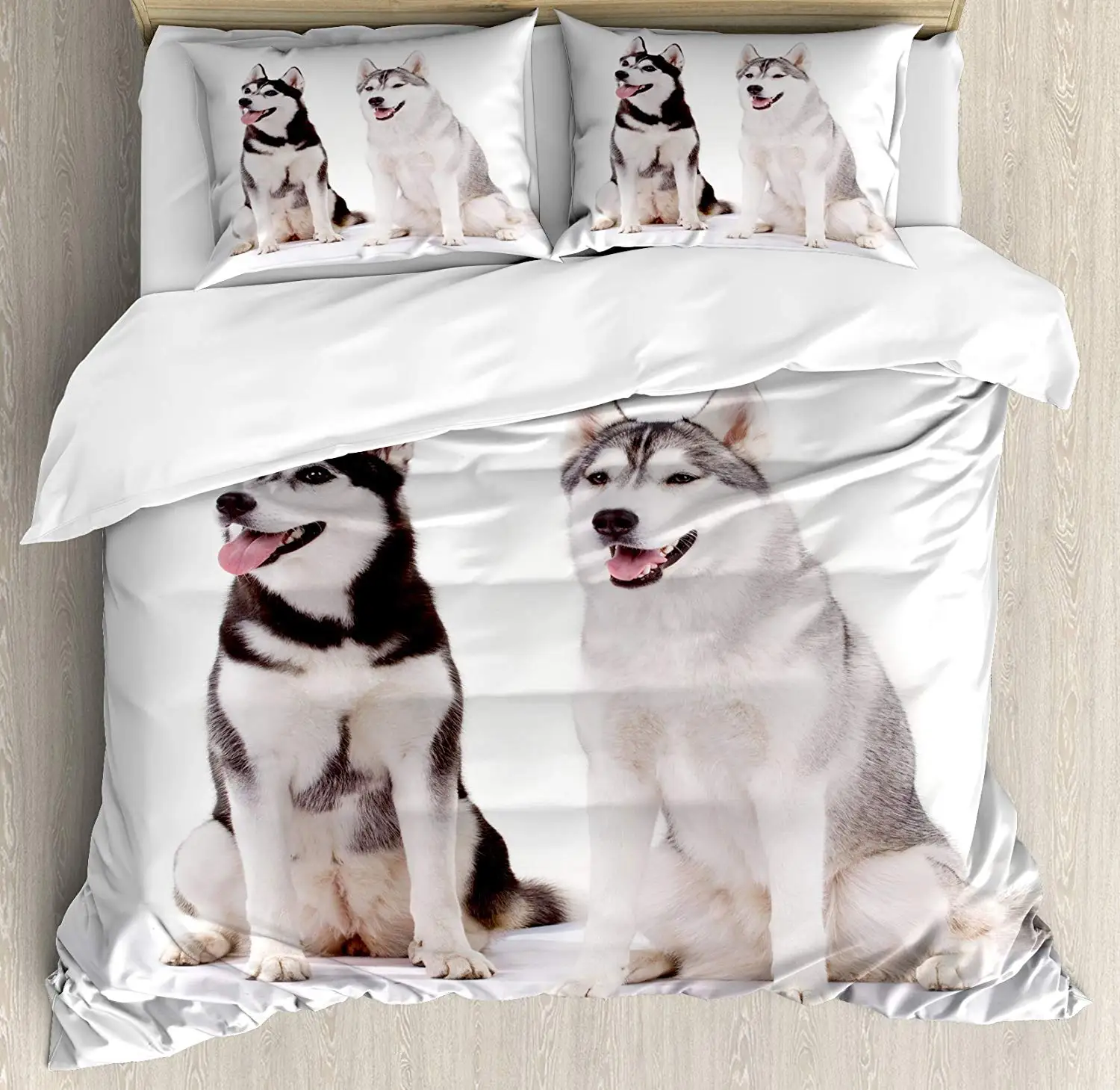 Набор пододеяльников Alaskan Malamute пушистые Arctic Doggies Husky Whelp Pedigree Pet Happy Siberian Mammal