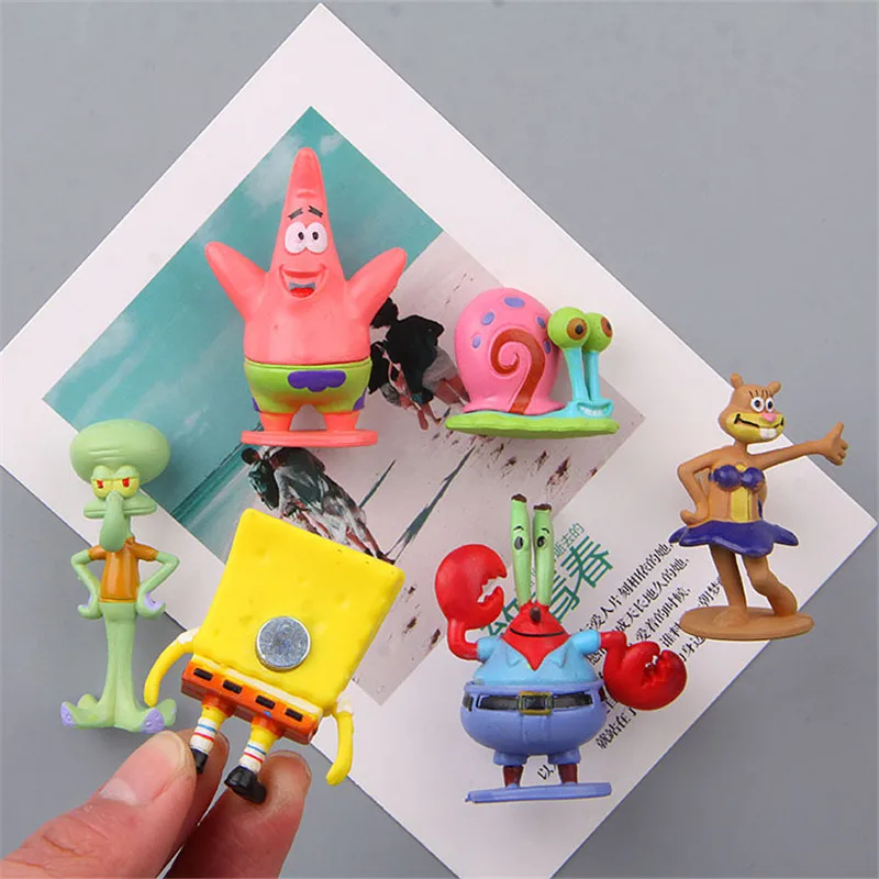 6 шт./партия губка Боб Аниме фигурки магниты на холодильник отличное качество