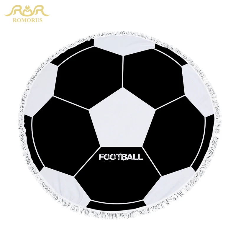 Cool Football Print 150CM Round Beach Towels Wrapped Shawl Microfiber Bath Towel with Tassel Soft Yoga Mat Rug Carpet Tapestry | Дом и сад