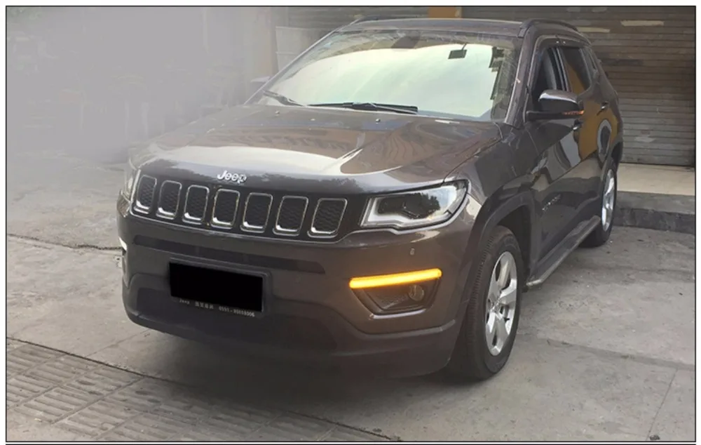 KOWELL стайлинга автомобилей для Jeep Compass желтый указатель поворота светильник стиль реле 12V светодиодный дневные ходовые огни дневного светильник