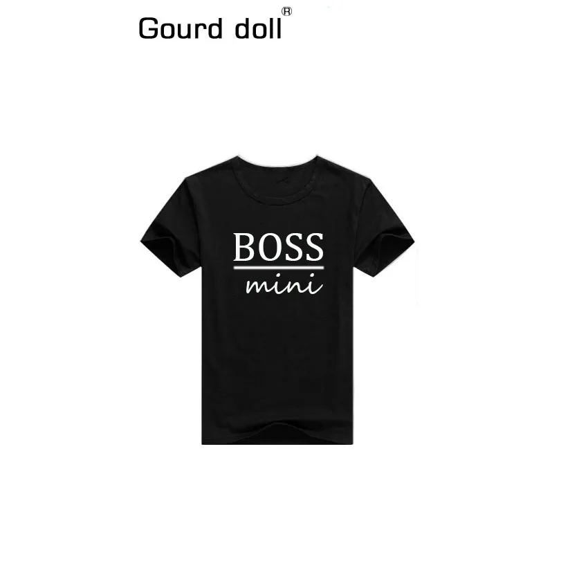 boss mini white Семейные комплекты одежды, футболки для папы и сына, семейная одежда, детские футболки, топы с буквенным принтом gourd Doll - Цвет: boss mini white