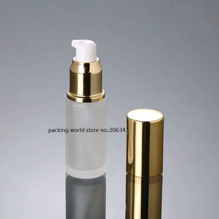 shiny gold lotion 30 мл матовое стекло бутылка с блестящим серебром/золотой флакон с помпой и крышкой для лосьона/эмульсии/сыворотки/основы/тонера/опрыскивателя уход за кожей упаковка - Цвет: shiny gold lotion