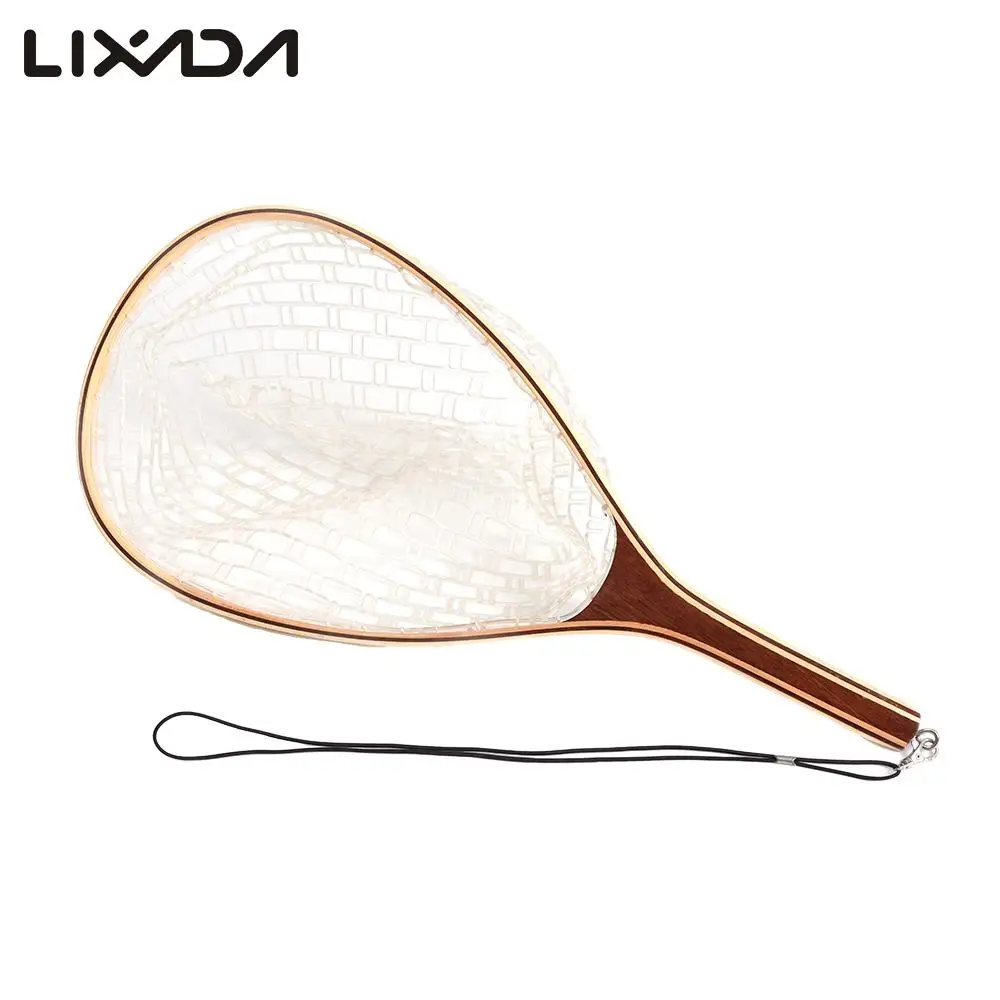 Рыболовная сеть с деревянной ручкой легкая нейлоновая/резиновая для ловли рыбы