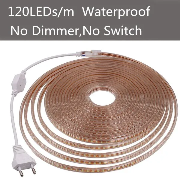 No Dimmer Switch 220 В SMD 2835 Светодиодная лента для кухни Водонепроницаемая 120 светодиодный s/m лента гибкий светодиодный светильник с ЕС диммер - Испускаемый цвет: No Dimmer Switch