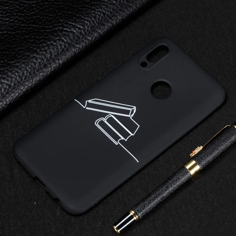 Fashion Simple Line Style Soft TPU Black Case Smartphone Silicone Cover Shell Coque Funda for HUAWEI P Smart 2019 Honor 8C |