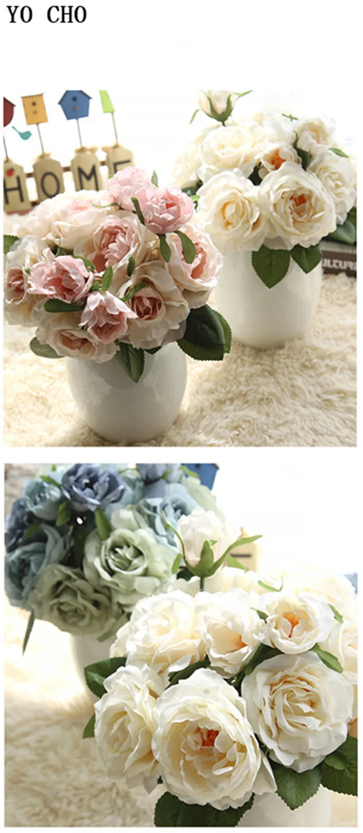 Йо Чо Искусственные цветы rsoe поддельные eustoma из шелка Fleur Para Decoracion Hogar Рождество 8 цветов Растения Свадебные шелковые яркие Декор