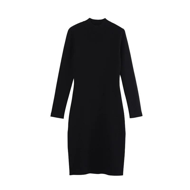 Toyouth Новая осень Для женщин Knitded платья Base эластичные тонкие длинное платье