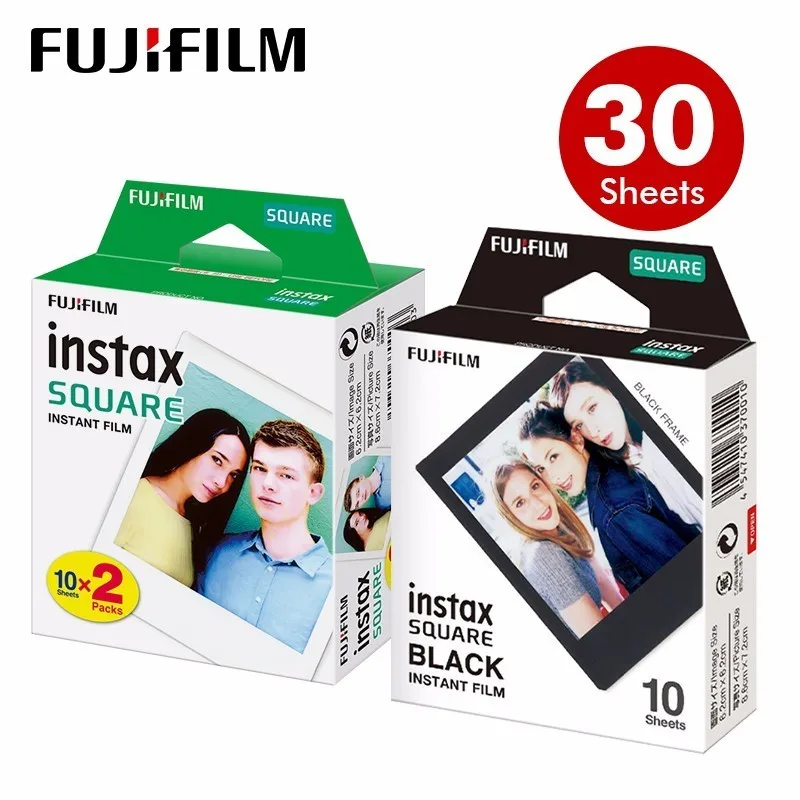 White20Black10 Оригинальная Fujifilm Instax квадратная мгновенная белая пленка 10 до 100 листов для Fuji SQ10 6 20 SP2 Гибридный формат камер - Цвет: White20Black10