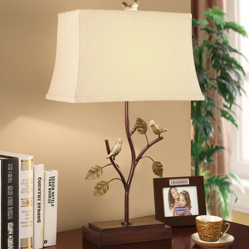 American Led Table Lamp Birds Iron Bedroom Bedside Hotel Model Room Desk Creative Study Living Light Dining | Лампы и освещение