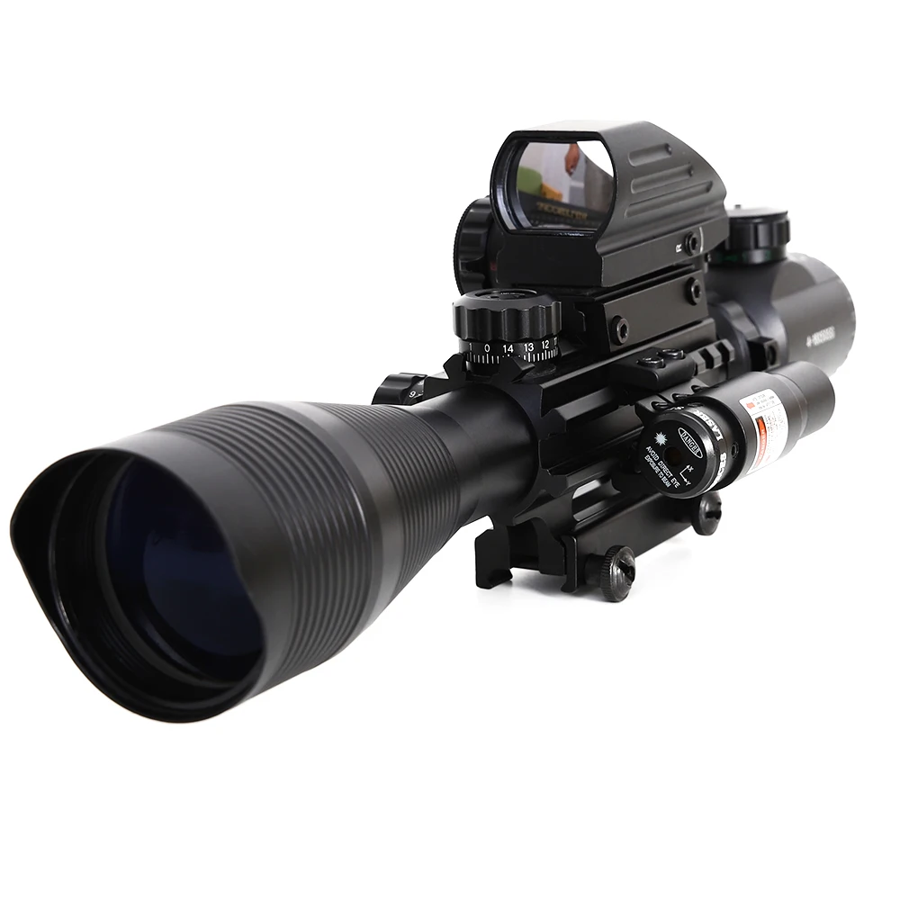 4-12X50 прицел с подсветкой дальномера 4 прицельная сетка Красная Зеленая точка лазерный светильник Airsofts прицел оптика