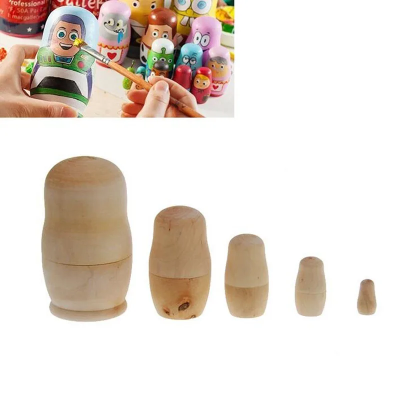 

5pcs/set Unpainted DIY Blank Wooden Embryos Russian Nesting Dolls Matryoshka Toy Kids Birthday Gift Party Supplies ZA3798