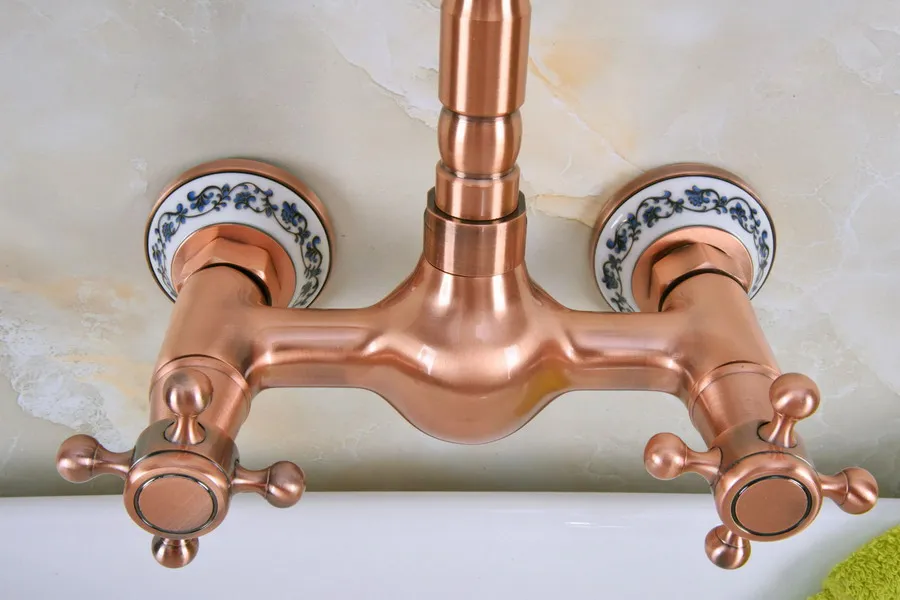 Античный красный медный латунный Смеситель для ванной и кухни смеситель