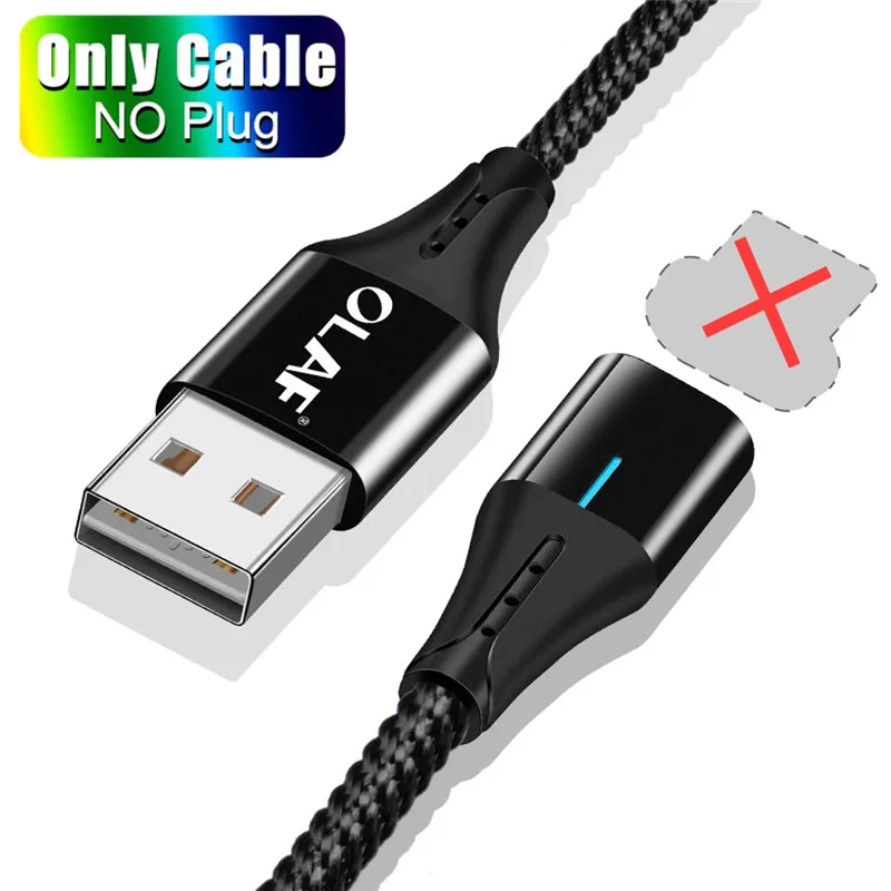Black Only Cable OLAF 3A светодиодный магнитный usb кабель для зарядки Micro для Xiaomi huawei Micro USB кабель для быстрой зарядки для samsung кабель для передачи данных Microusb - Цвет: Black Only Cable