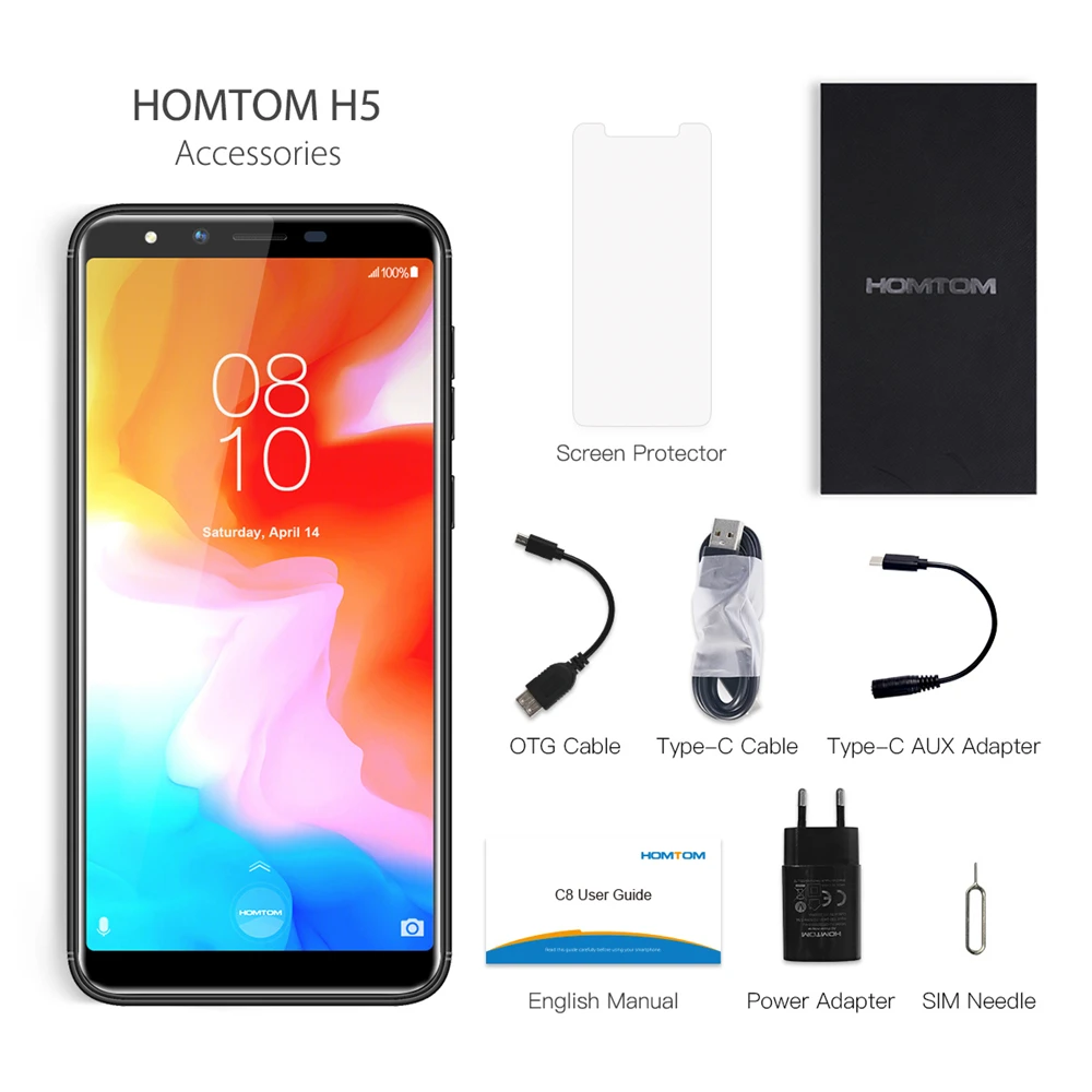 HOMTOM H5 MT6739 четырехъядерный 32 ГБ + 3 5 7 "дюймовый смартфон 3300 мАч Распознавание