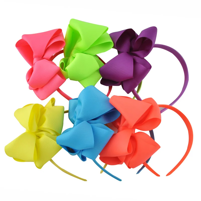 1 Pc Neon Grosgrain Ribbon Hairband Solid Color Bow Hair Band For Girl Kids Accessories | Детская одежда и обувь