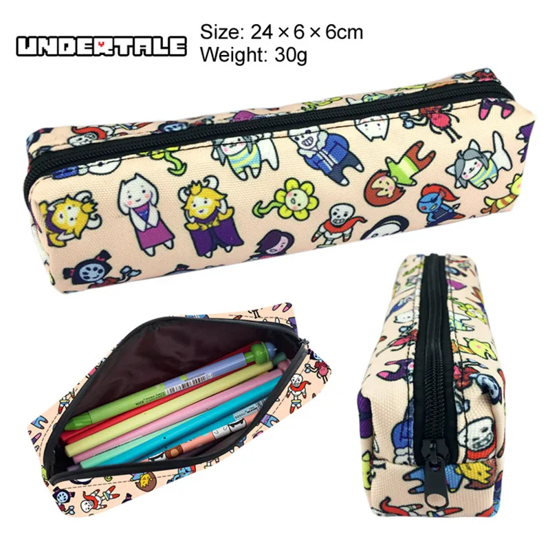Холщовый пенал с принтом Undertale чехол на молнии изображением черепа Подарочный