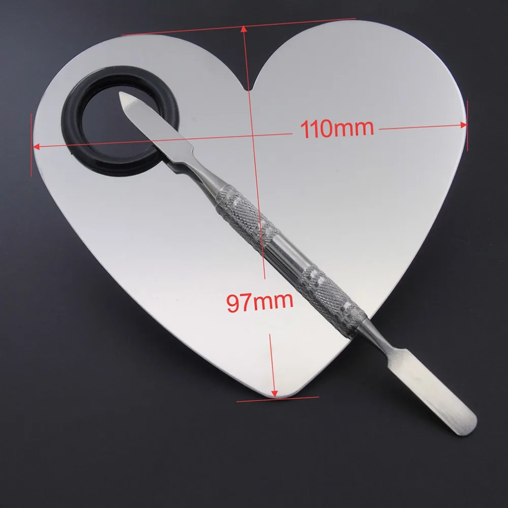 

304 Stainless Steel New Heart Shape Makeup Nail Palette Set Spatula Fashion Pallet Makeup Artist Tools Hot New