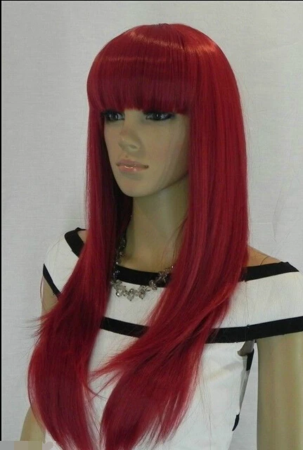 Parrucca парик бесплатная доставка USPS в США НОВЫЙ КРАСНЫЕ ДЛИННЫЕ ПРЯМЫЕ ВОЛОСЫ