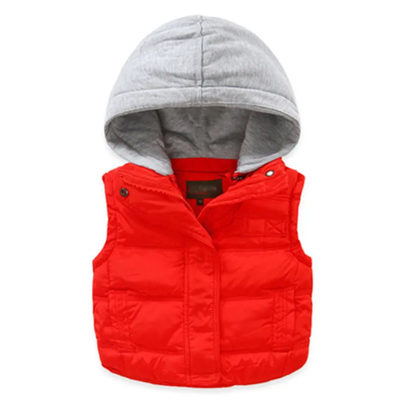 2016 Зимой Дети С Капюшоном толщиной Жилет мальчики Съемный hat Пальто Малыш Моды