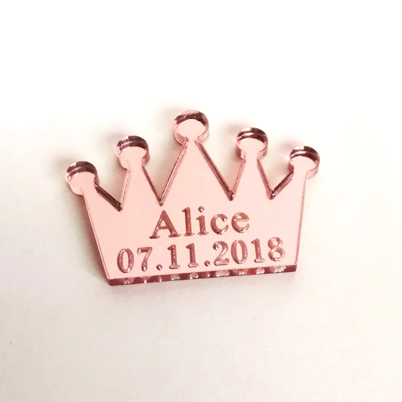 Rose Gold Mirror 50* Индивидуальные Золотая Корона Baby Shower украшение стола принц украшения для стола на день рождения пользу центральные Декор подарок для детей конфетти - Цвет: Rose Gold Mirror