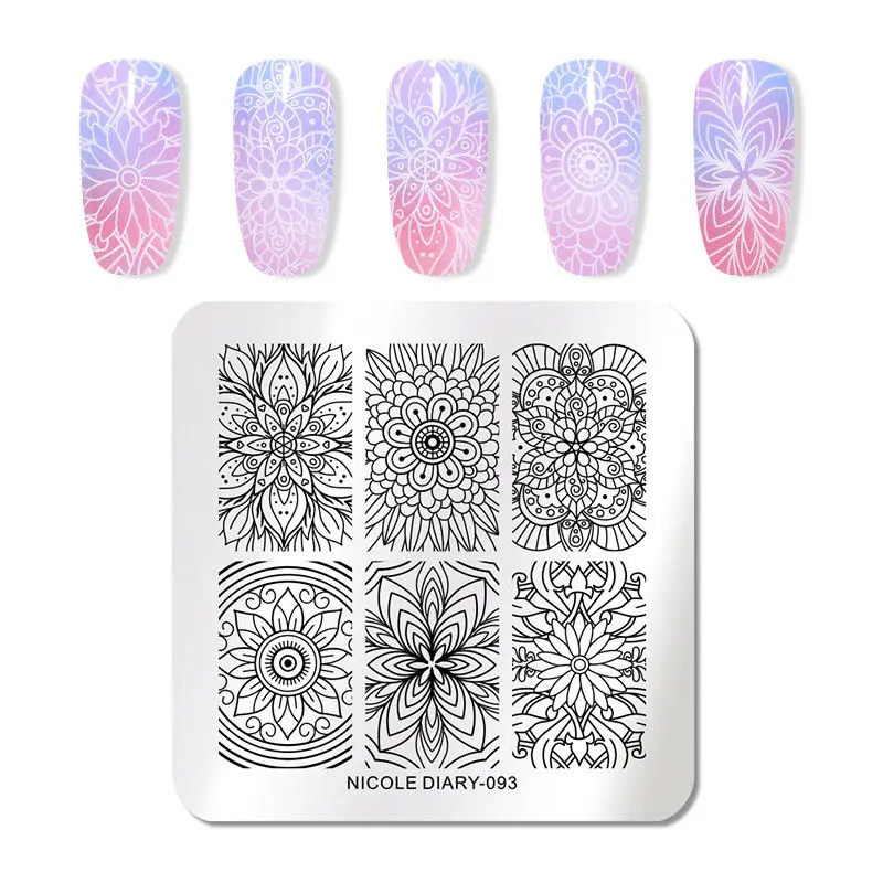 NICOLE DIARY Rectangle Stamping Plate Nail Stainless Steel Marble Plate Mixed Designs Image Nail Art Templates Tools - Цвет: ND-093