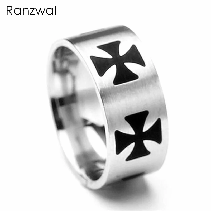 Ranzwal 10 мм нержавеющая сталь крест кольца для мужчин Templar Рыцари Крест титановые