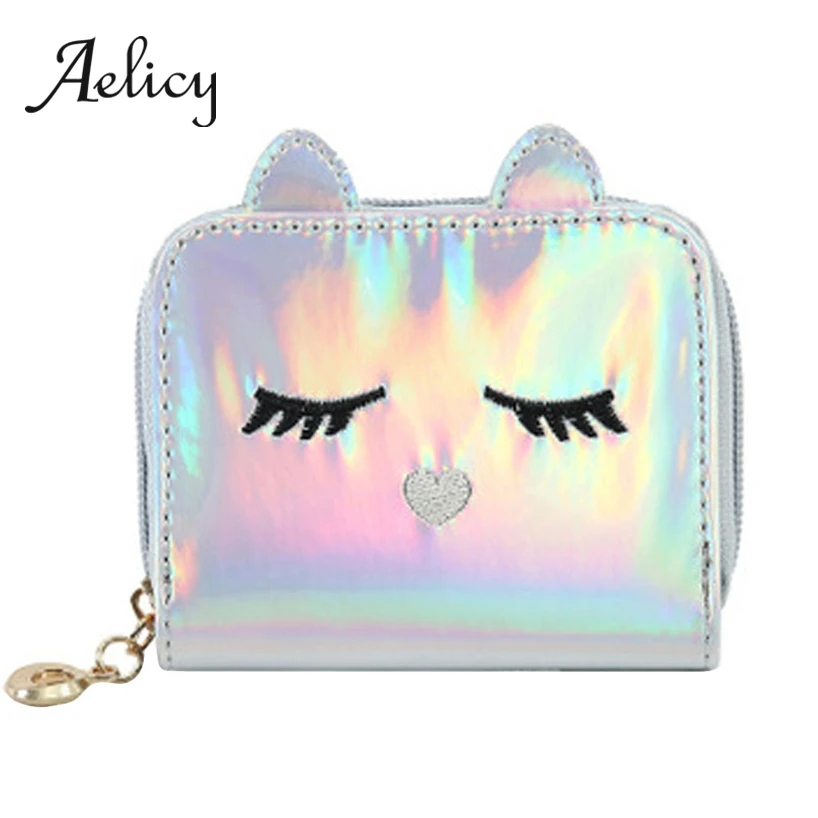 Aelicy Женский лазерный Кошелек для монет милый мультяшный маленький клатч из