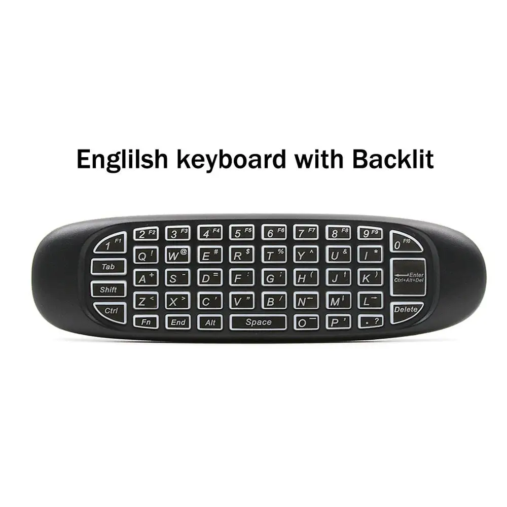 Backlit English Оригинальная VONTAR, русская, английская, VONTAR C120, воздушная мышь, перезаряжаемая, мини беспроводная клавиатура для Android tv Box, компьютер - Цвет: Backlit English